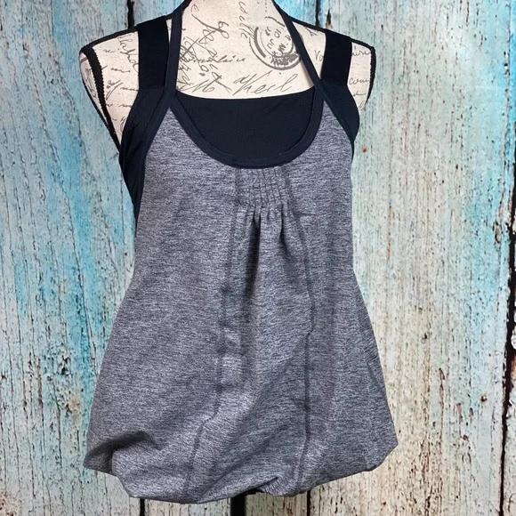 SOLD LULULEMON Static Gray Black Awareness Bubble Tank - Picture 6 of 12